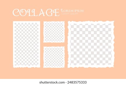 Plantilla de collage, elegante collage de paisajes marrones pastel