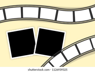 Collage template for photo classic photoframes and film stripes. Vector illustration
