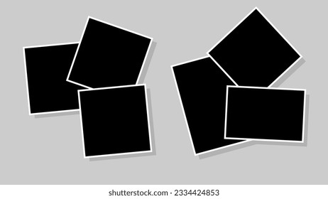 Collage texture, empty photo frames. Retro templates for the interior and pictures. 3d isolated parts with shadows. Vector illustration.