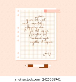 Collage torn paper sheet of notepad, sticky memos, pen. Vector elements in trendy style. Contemporary illustration.