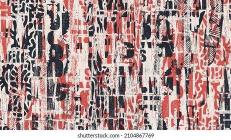 Collage of torn street posters. Abstract halftone lettering background. vector illustration