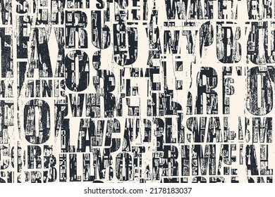 Collage of torn street posters. Abstract halftone lettering background. vector illustration