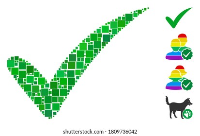 Collage The truth icon constructed from square items in variable sizes and color hues. Vector square items are united into abstract collage the truth icon. Bonus pictograms are added.