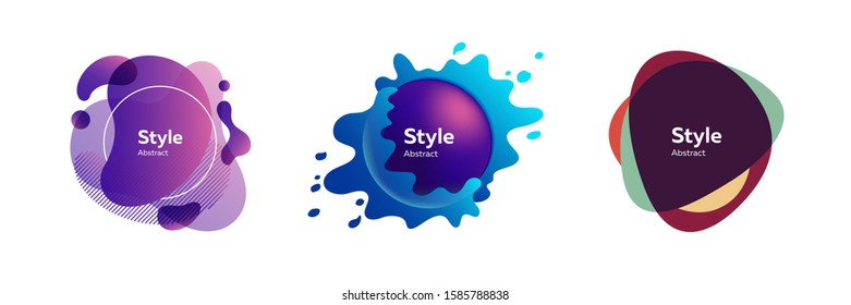 Collage of unique liquid shape graphic forms. Design template for logo, flyer or presentation. Abstract form dynamic composition. Modern style vector illustration
