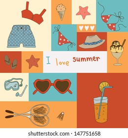 Collage with a variety of components for the summer holidays eps 10