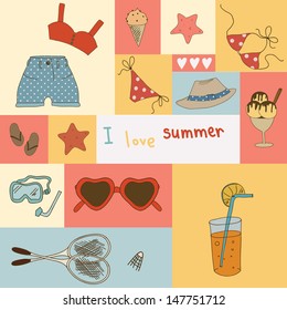 Collage with a variety of components for the summer holidays eps 10