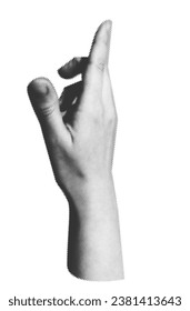 Collage of vector hands gestures in vintage halftone retro 90s, y2k 00s style effect collage