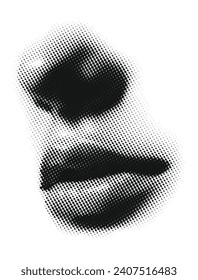 Collage, vector illustration grunge banner. A poster design of nose with lips on a transparent background.