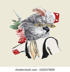 Collage vintage illustration vector, printable mixed media art