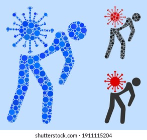 Collage Virus carrier icon united from circle items in various sizes, positions and proportions. Vector blue circle items are grouped into abstract illustration virus carrier icon.