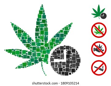 Icono de tiempo de maleza de grupo organizado a partir de elementos cuadrados en tamaños aleatorios y tonos de color. Los elementos cuadrados vectoriales se unen en el icono de tiempo de maleza de ilustración abstracta. Se colocan los iconos de bonificación.