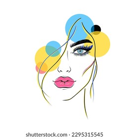 Collage with woman face and colorful circles.