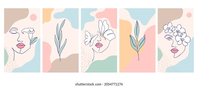 Collage Women Plants Stock Vector (Royalty Free) 2054771276 | Shutterstock