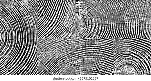Collage wood texture, wood pattern mosaic, seamless pattern, black and white, vector panel