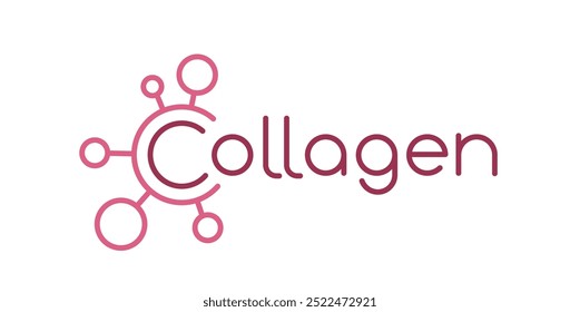 Collagen anti-aging line logotype. Beauty formula. Face lifting brand. Editable stroke. Medical symbol in outline style. Wellness concept. Editable vector illustration isolated on a white background