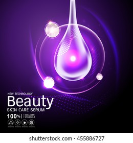 Collagen Beauty Serum and Background Vector Concept Technology for Skin Care Cosmetic.