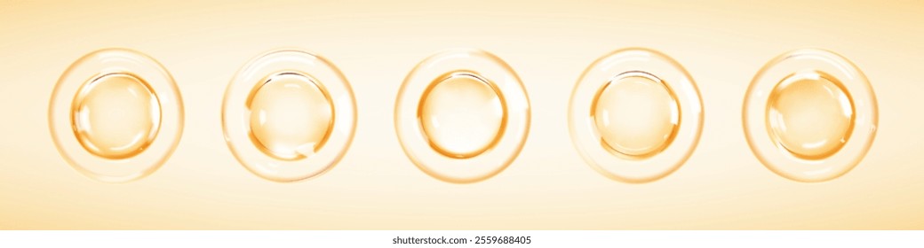 Collagen clear drops. Cosmetic oil, serum or essence. Skincare product. Vector illustration