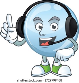 Collagen droplets cartoon character style speaking on headphone