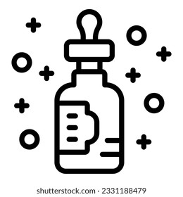 Vector de contorno del icono del cuentagotas de colágeno. Piel. Medicina cosmética
