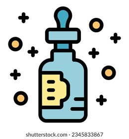 Collagen dropper icon outline vector. Skin hair. Cosmetic medical color flat