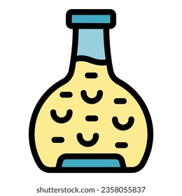 Kollagen-Kolben-Symbol-Umrandungsvektor. Zellcreme. Serum-Kosmetikfarbflach