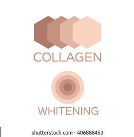 Collagen Icon Logo And Whitening , Vector . Skin Color
