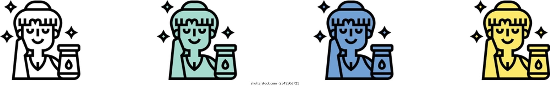 collagen icon. Outline, Green, Blue and Yellow Style Design Isolated On White Background
