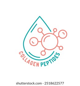 Collagen line icon. Connective tissue protein pictogram. Elastin production sign. Editable stroke. Medical symbol in outline style. Wellness concept. Vector illustration isolated on a white background