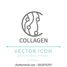 Collagen Line Icon. Collagen Molecule Skin Care Cosmetics Outline Vector Symbol.