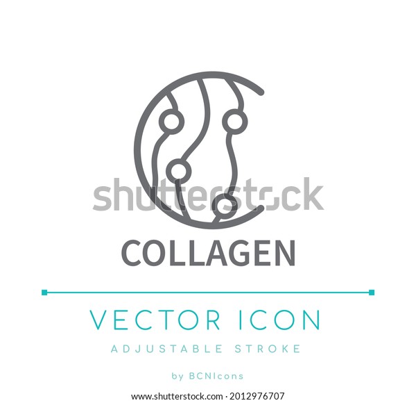 Collagen Line Icon. Collagen Molecule Skin Care\
Cosmetics Outline Vector\
Symbol.