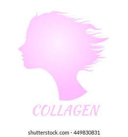 collagen logo icon and vector , pink women face , hair