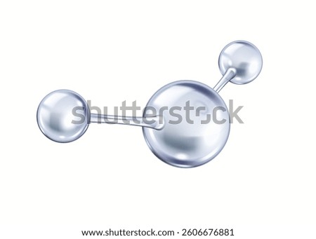 Collagen molecule atomic structure realistic vector illustration. Interconnected atoms and bonds model 3d object on white background