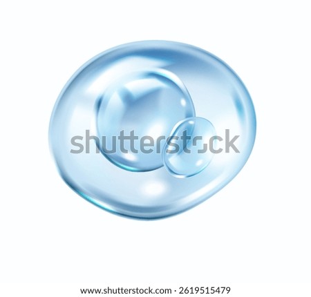 Collagen molecules float in transparent bubble realistic vector illustration. Spheres with smooth surface 3d object on white background