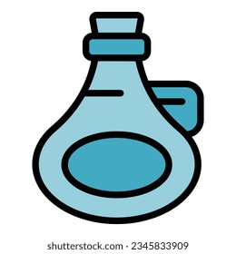 Collagen oil jug icon outline vector. Skin hair. Cosmetic gel color flat