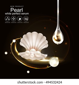 Collagen and Pearl Serum Background Product Cosmetic for Skin Concept.
