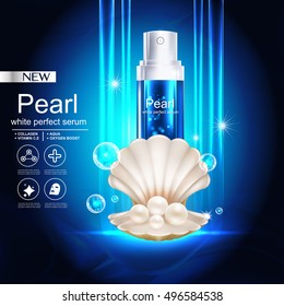 Collagen and Pearl Serum Background Product Cosmetic for Skin Concept.