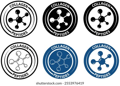Collagen peptides icon. Collagen sticker sign. Collagen peptides symbol. Collagen badge. flat style.