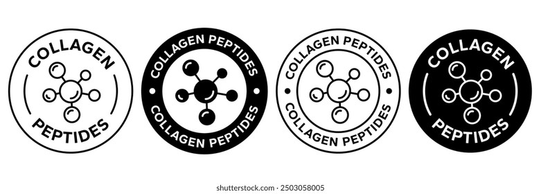 Collagen peptides line icon, logo, badge, sign, sticker, label, emblem, stamp, symbol, black, line, flat vector, isolated illustration.