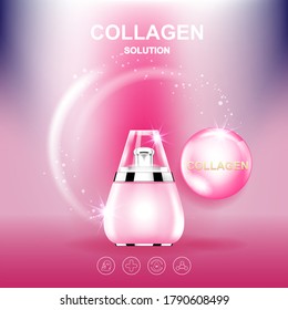 Colágeno De Fondo Sérico Rosa Concepto Cosmético De Cuidado De La Piel.