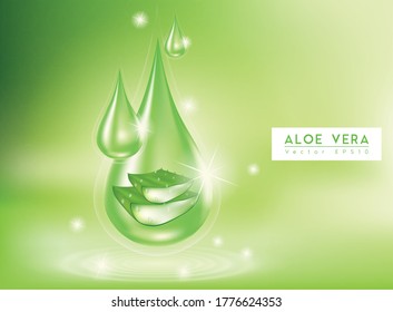 Collagen Serum Aloe vera  Extract and Vitamin for Skin Background Concept Skin Care Cosmetic. Vector EPS10.