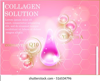 Collagen and Serum Background Concept Cosmetic.