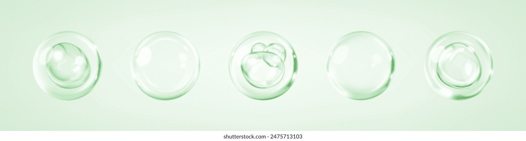 Collagen serum bubbles. Cosmetic essence. Concept skincare cosmetics solution. Vector realistic illustration