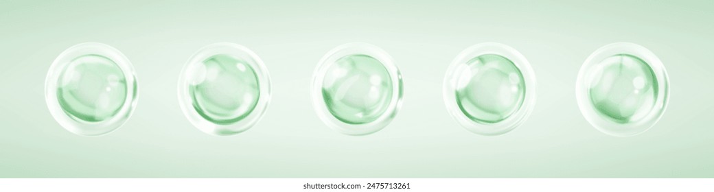 Collagen serum bubbles. Cosmetic essence. Concept skincare cosmetics solution. Vector realistic illustration
