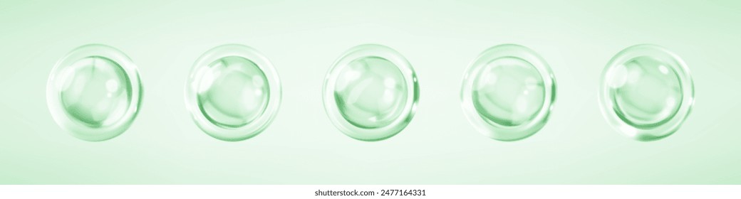 Collagen serum bubbles. Cosmetic essence. Concept skincare cosmetics solution. Vector realistic illustration