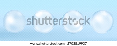 Collagen serum bubbles on blue background. Cosmetic essence. Concept skincare cosmetics solution. Vector realistic illustration
