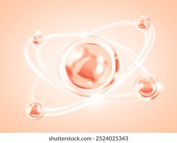 Collagen serum drops. Cosmetic serum. Skin care vitamin bubble. Concept skin care cosmetics solution. Vector illustration