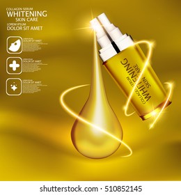 Collagen Serum with Gold dropper Concept Skin Care Cosmetic.