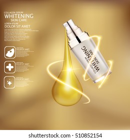 Collagen Serum with Gold dropper Concept Skin Care Cosmetic.