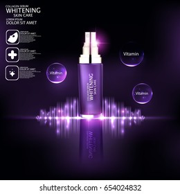 Collagen Serum and Light purple background Concept Skin Care Cosmetic.