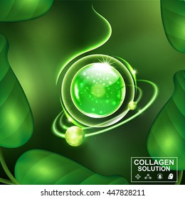 Collagen and Serum Natural Extracts White Product Background Concept Skin Care Cosmetic.